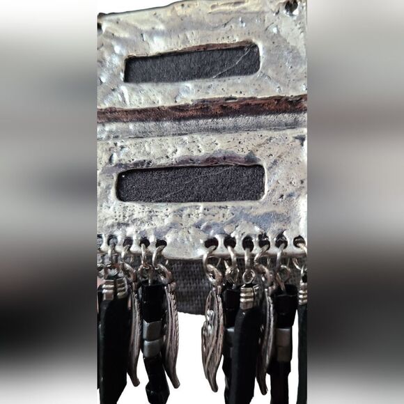 PARIS Necklace Tribal Ethnic Statement Black & Silver Solid Reversible 2… - Picture 5 of 12